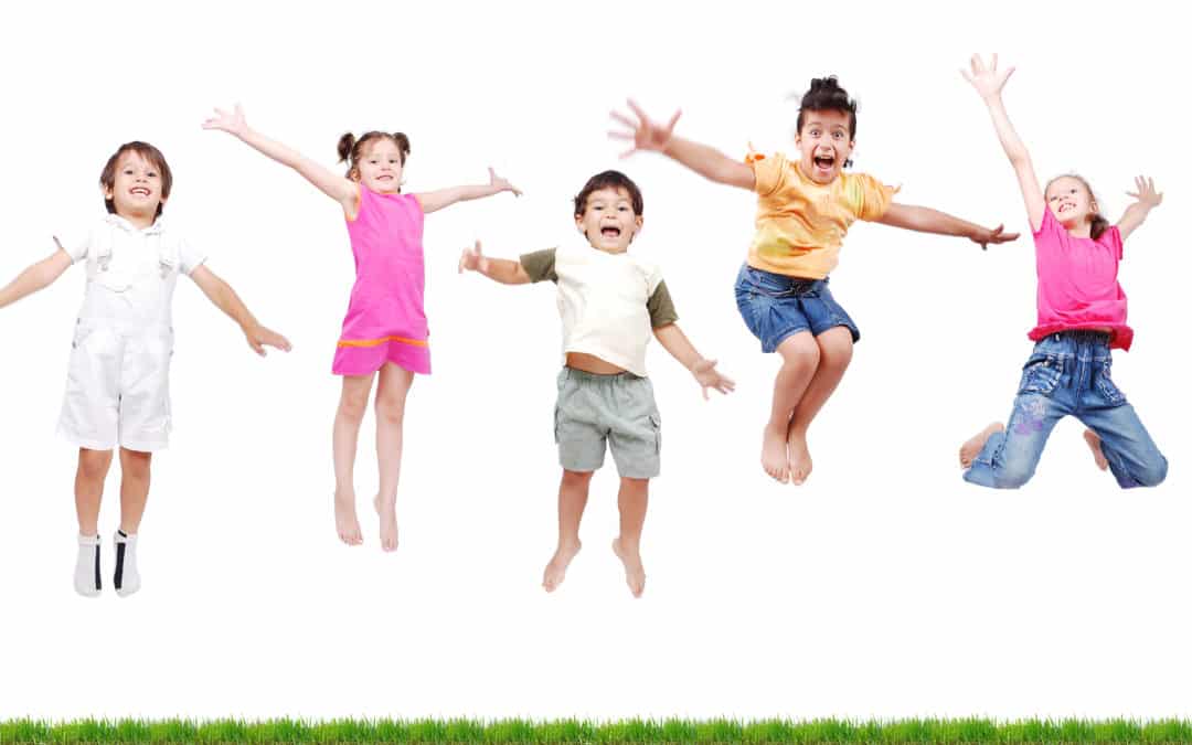 happy kids , jumping